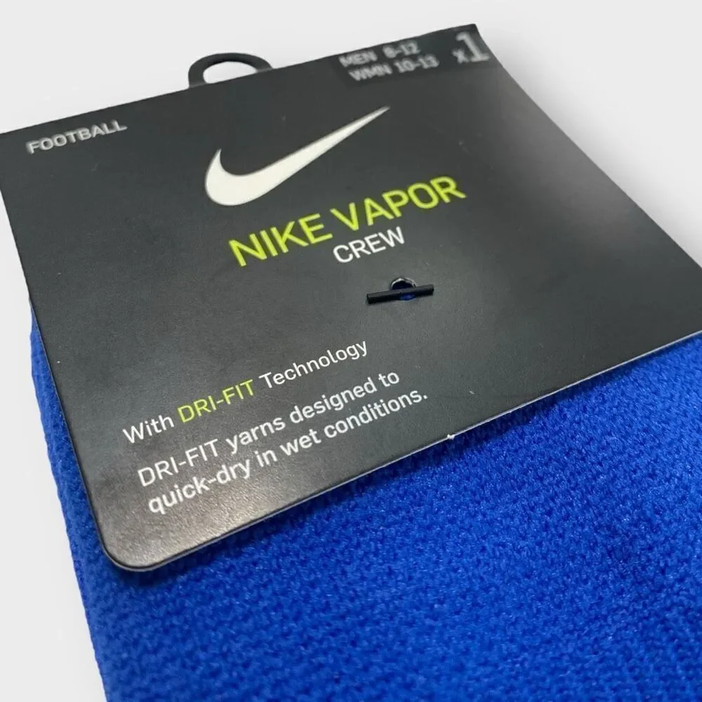 Nike Dri-Fit Vapor Crew Football Socks Size L SX5698-480 Royal Blue New